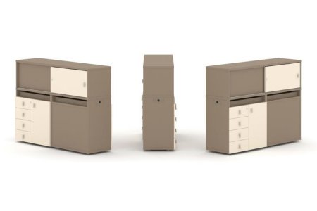 Тумба двойная + низкая надставка ES.NB.2N-17 (1500х410х1135) (Латте/Сатин)
