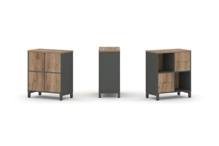 Набор стеллажа 1 сторонний, 2 яруса SN.NS-221 (754х400х881) (Антрацит/Дуб Табак/Металл Антрацит)