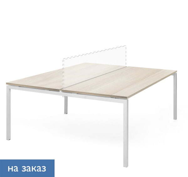 TOUR METAL Бенч-система 2 рабочих места (Дуб светлый/Серый металл)