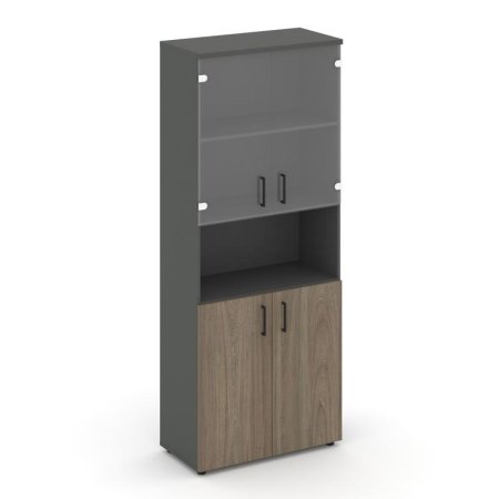 Шкаф высокий широкий SN.STS.E-105 (796х400х1982) (Антрацит/Вяз Благородный/Прозрачный)