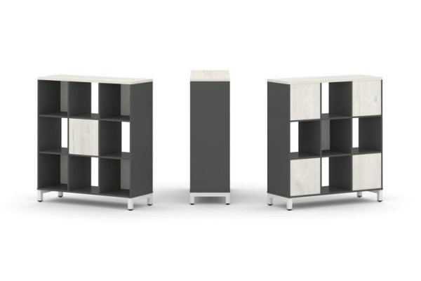 Набор стеллажа 2-х сторонний, 3 яруса SN.NSD-331 (1121х400х1248) (Антрацит/Дуб Наварра/Металл Белый)