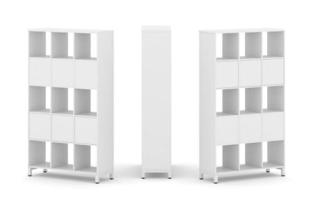 Набор стеллажа 2-х сторонний, 5 ярусов SN.NSD-531 (1121х400х1982) (Белый/Металл Белый)