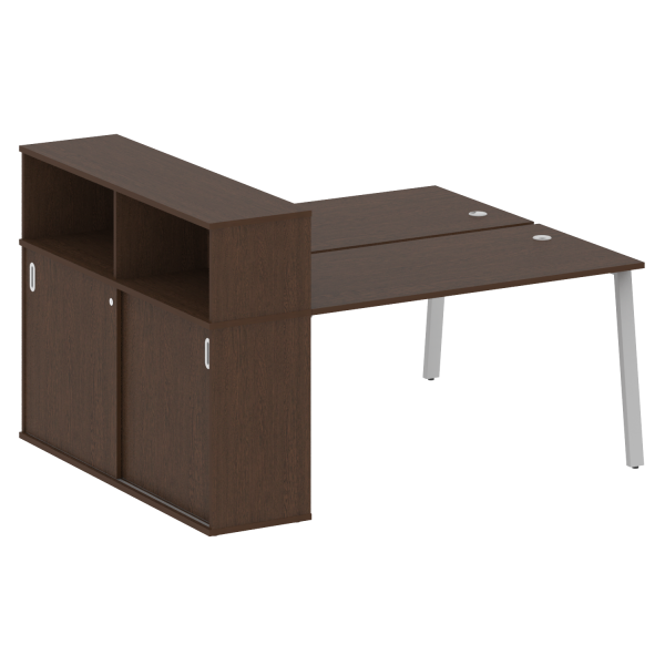 Рабочая станция с шкафом-купе на А-образном м/к Metal System Style БА.РС-СШК-2.3 Т 1810x1475x1098 (Венге Цаво/Серый металл)