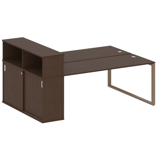 Рабочая станция с шкафом-купе на О-образном м/к Metal System Style БО.РС-СШК-2.5 Т 2210x1475x1098 (Венге Цаво/Мокко металл)