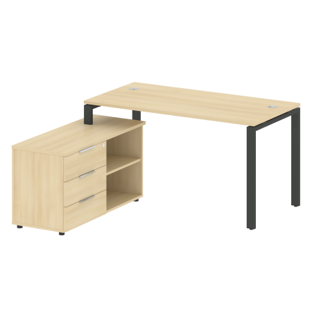 Рабочая станция с опорной тумбой левая Metal System Style БП.РС-СТС-2.3 Л 1500x1520x750 (Акация/Антрацит металл)