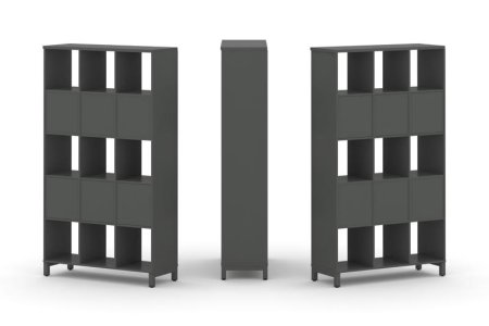 Набор стеллажа 2-х сторонний, 5 ярусов SN.NSD-531 (1121х400х1982) (Антрацит/Металл Антрацит)