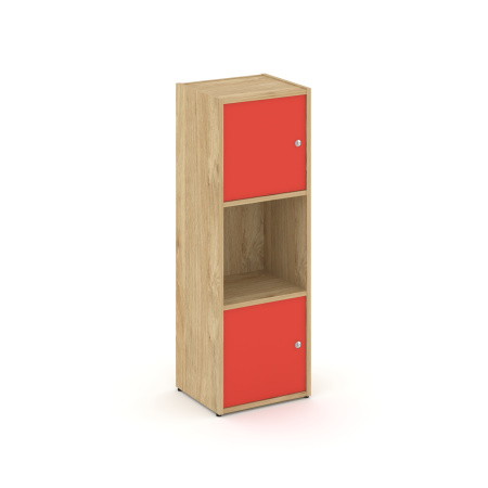 Стеллаж Locker Plus LK.K-001 408x350x1203 (Тиквуд Светлый | Красный)