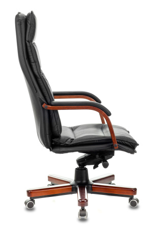 Кресло руководителя T-9927WALNUT черный кожа крестов. металл/дерево (Черный)