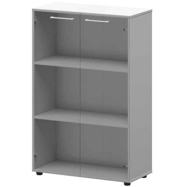 Шкаф средний со стеклом Кортез СМШ38S(Б) 792x380x1190 (Белый)