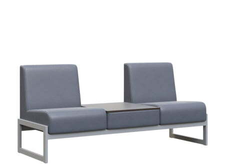 Диван двухместный со столиком универс. MD.D2-ST2  (1855х700х700) (Oregon Серый арт.17/Денвер светлый/Серый металл)