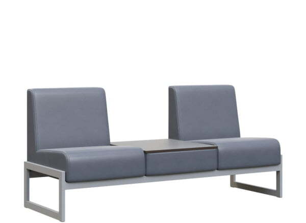Диван двухместный со столиком универс. MD.D2-ST2  (1855х700х700) (Oregon Серый арт.17/Денвер светлый/Серый металл)
