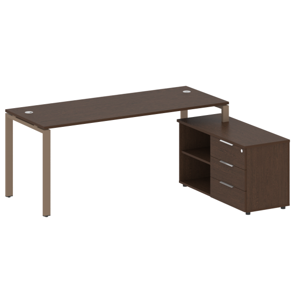 Рабочая станция с опорной тумбой правая Metal System Style БП.РС-СТС-2.5 Пр 1900x1520x750 (Венге Цаво/Мокко металл)