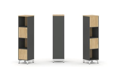 Набор стеллажа 2-х сторонний, 4 яруса SN.NSD-411 (387х400х1615) (Антрацит/Тиквуд Светлый/Металл Белый)