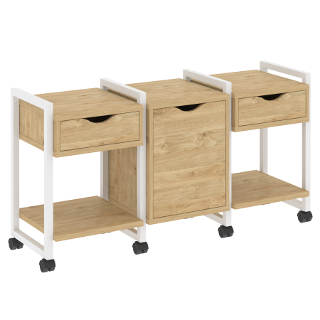 Тумба на колесных опорах наборная VR.L-TN-6.K 1440x460x767 (Тиквуд Светлый/Белый металл)