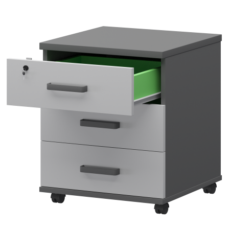 Тумба подкатная Смарт СМТ-3П Тип1 434x450x620 (Графит/Белый)