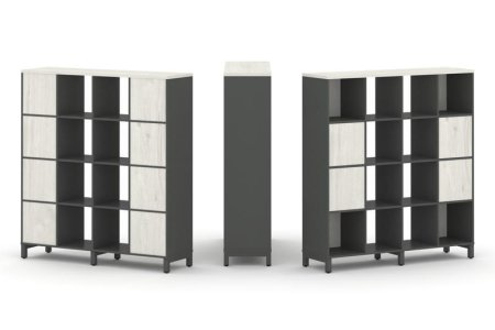 Набор стеллажа 1 сторонний, 4 яруса SN.NS-441 (1488х400х1615) (Антрацит/Дуб Наварра/Металл Антрацит)