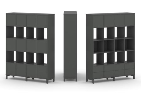 Набор стеллажа 1 сторонний, 5 ярусов SN.NS-541 (1488х400х1982) (Антрацит/Металл Антрацит)