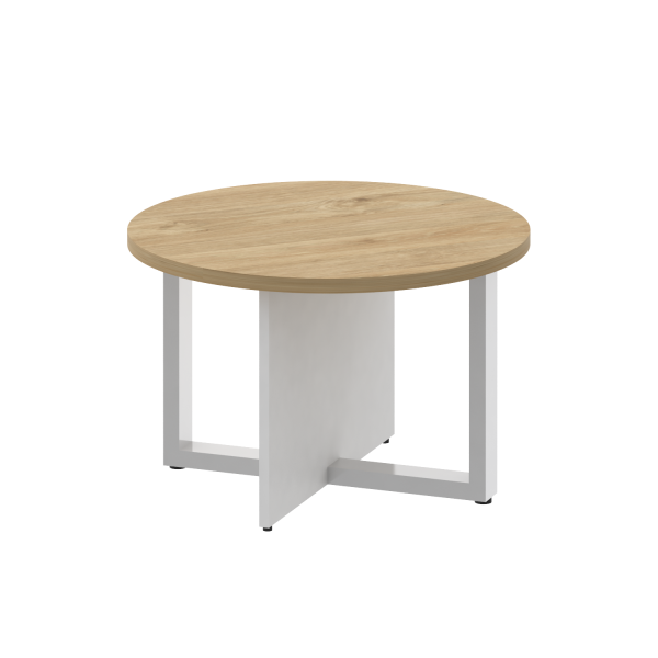 Стол журнальный, круглый Shift SK.SG-KR-70 (700x700x450) (Тиквуд Светлый-Белый Бриллиант | Хром)