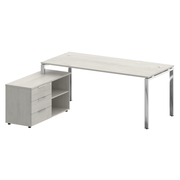 Стол для руководителя с тумбой левый БГ.СРТ-5.8 (L) 1900x1620x750 (Дуб Наварра/Нерж. Сталь)