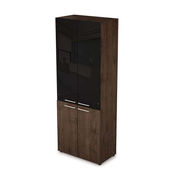 4Ш.005.4 Шкаф стеллаж высокий со стеклом без замка (798x430x2112) (Брауни)