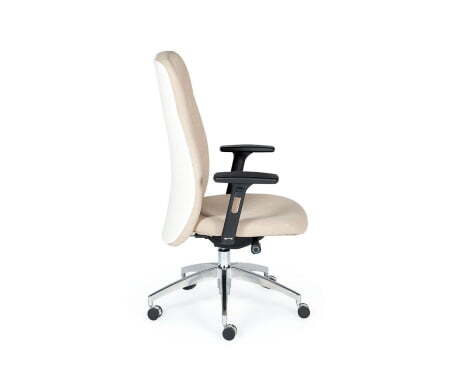 Мальта / хром крестовина / черные подлокотники / бежевая ткань (Бежевый)