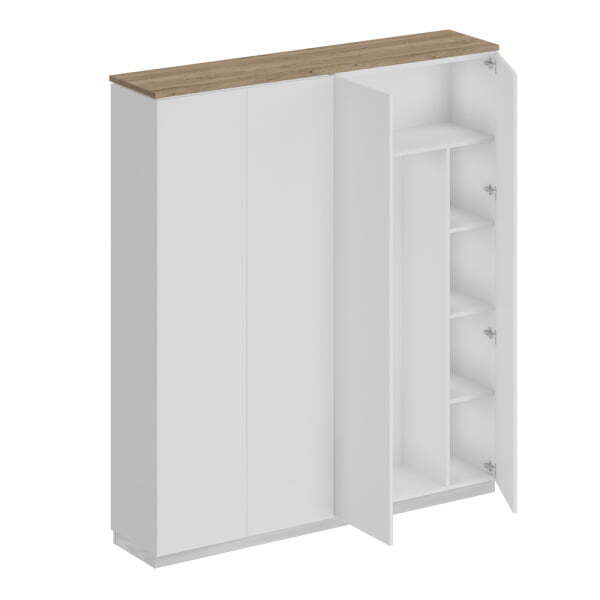 Шкаф комбинированный (закрытый - одежда с дополнением) City СИ 311 1802x400x2034 (Дуб гладстоун светлый / Белый премиум / Белый премиум)