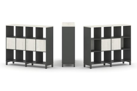 Набор стеллажа 1 сторонний, 3 яруса SN.NS-341 (1488х400х1248) (Антрацит/Дуб Наварра/Металл Антрацит)