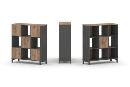 Набор стеллажа 1 сторонний, 3 яруса SN.NS-331 (1121х400х1248) (Антрацит/Дуб Табак/Металл Антрацит)