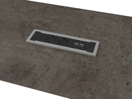 Центральная вставка стола переговора с блоком розеток Vestar Z-212 1400x460x18 (Дуб Галифакс белый/Бетон Чикаго)