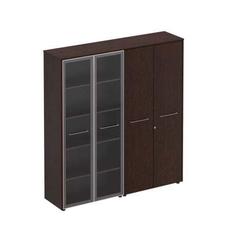 Шкаф комбинированный высокий (стекло + одежда) Reventon МЕ 357 1840x460x1960 (Венге темный)