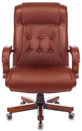 Кресло руководителя T-9926WALNUT светло-коричневый Leather EiCHel кожа крестов. металл/дерево (Светло-коричневый)