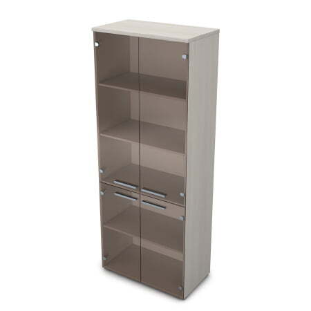 9Ш.005.10 Шкаф высокий со стеклом (800x450x2045) (Ivory)