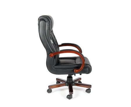 Кресло офисное / Консул / дерево палисандр / черная экокожа (Черный)