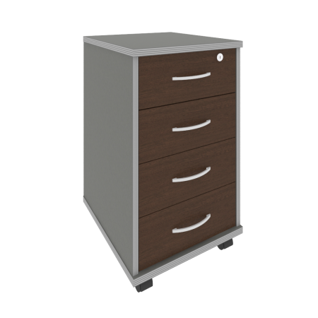 Тумба подкатная 4 ящ. фолдинг в комплекте Riva А.ТМ-4F 420x450x708 (Венге-Металлик)