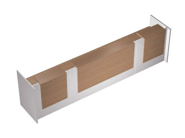 Стойка ресепшн прямая с 2-мя вырезами PROFIQUADRO КВ 0805 4050x806x1164 (Белый премиум / Вишня скандинавская)