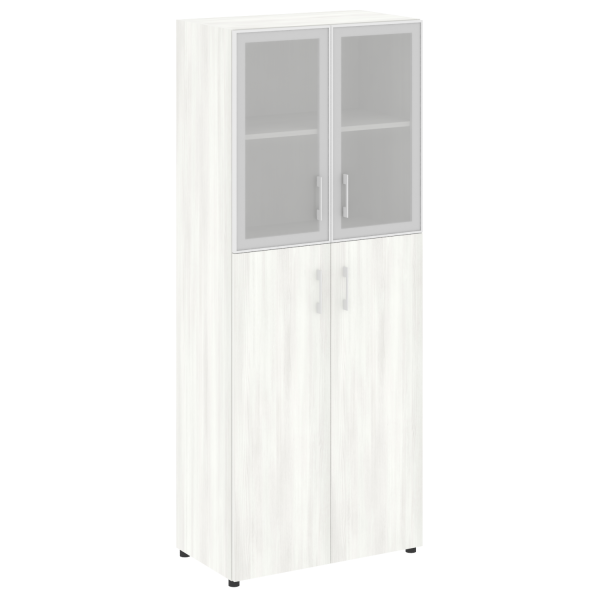 Шкаф комбинированный со стеклом в алюминиевой раме нужен топ LT.ST 1.7R 800x450x1990 (Снежная Патина)