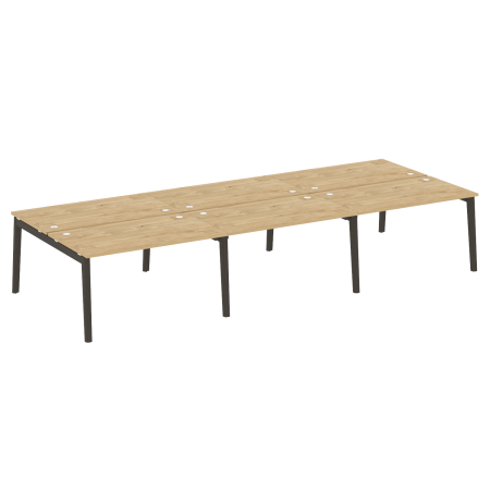 Рабочая станция на деревянных опорах Onix Wood OW.D.RS-6.3.8 4140x1635x750 (Тиквуд Светлый/Дуб Темный)
