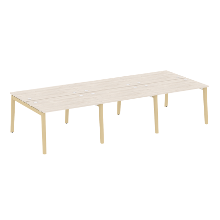Рабочая станция на деревянных опорах Onix Wood OW.D.RS-6.2.7 3540x1475x750 (Дуб Аризона/Дуб Светлый)