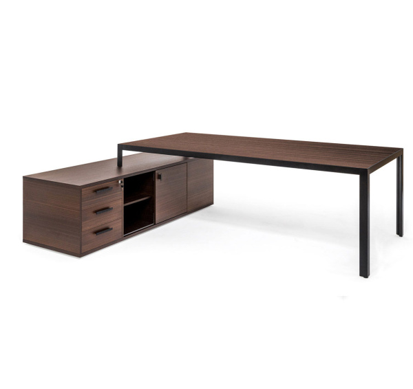 ENZO Стол для руководителя на тумбе (Эвкалипт морен/Черный)