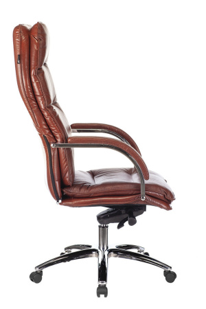 Кресло руководителя T-9927SL светло-коричневый Leather EiCHel кожа крестов. металл хром (Светло-коричневый)