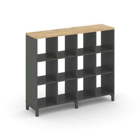 Каркас стеллажа 3 яруса SN.KS-340 (1488х400х1248) (Антрацит/Тиквуд Светлый/Металл Антрацит)