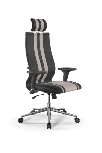 Кресло для руководителя Метта Sit 10 B2-187D - Extra /Kb40/Wh40/D02P/H3mL-G-2D(M09.B23.G18.W01) (Черный | Светло-бежевый)