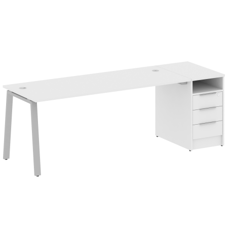 Рабочая станция Metal System Style БА.РС-СТП-1.5 2212x720x750 (Белый/Серый металл)