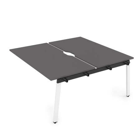 10БДСВ.289 Стол системы Бенч с вырезом, сдвоенный, на 2 рабочих места - средний (1400x1635x750) (Graphit/Белый металл)