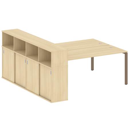 Рабочая станция с опорным шкафом-купе Metal System Style БП.РС-СШК-4.5 2210x2332x1098 (Акация/Мокко металл)