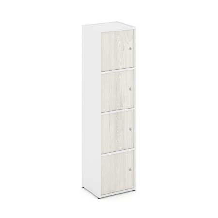 Стеллаж Locker Plus LK.K-004 408x350x1593 (Белый | Дуб Наварра)