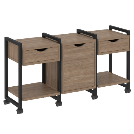 Тумба на колесных опорах наборная VR.L-TN-6.K 1440x460x767 (Дуб Аризона/Черный металл)