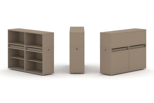 Тумба двойная + низкая надставка ES.NB.2N-1 (1500х410х1135) (Латте)