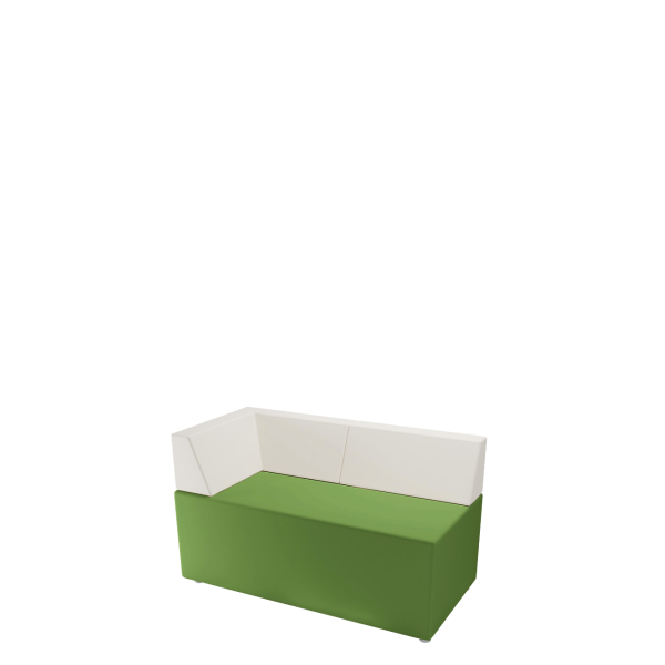 Диван офисный Модуль (М-70) 2-х местный подлокотник левый (спинка прямая 90 градусов) (Белый/зеленый)