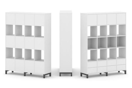 Набор стеллажа 1 сторонний, 5 ярусов SN.NS-541 (1488х400х1982) (Белый/Металл Антрацит)